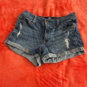 Hollister Blue Jean Shorts Distressed High-Waisted